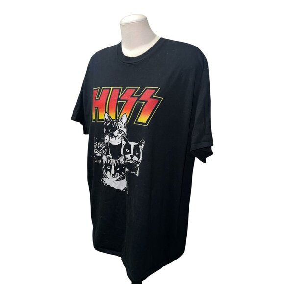 Retro Style Hiss Cat Parody Band Graphic T-Shirt 2XL Black Cotton Short Sleeve U - Picture 3 of 7